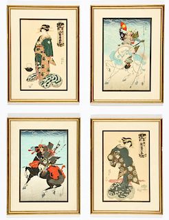 4 Framed Japanese Woodblock Prints