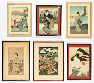 6 Framed Japanese Woodcuts