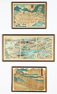 3 Framed Japanese Woodblock Prints