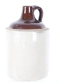 White And Brown Whiskey Stoneware Pottery Jug