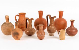 10 Early 20th C Earthenware Ewers and Bottles