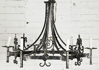 Antique Gothic Style Wrought Iron Chandelier