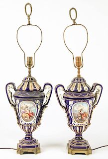 Pair Sevres Style Lamps
