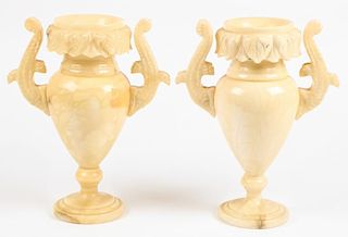 Pair Alabaster Urns