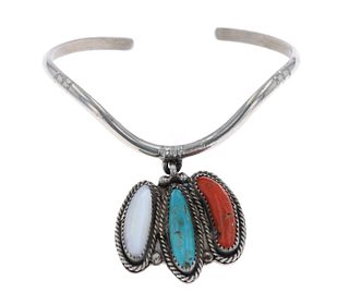 Navajo Multi-Stone Pendant & Sterling Bracelet