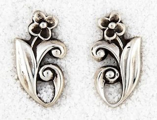 Georg Jensen USA Silver Earrings Marked Sterling Converted to Posts