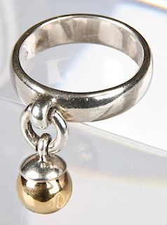 Tiffany & Co. Silver and 18K Gold Fascination Ring