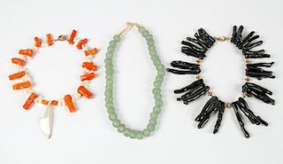 Coral and Sea Glass Costume Jewelry Necklaces