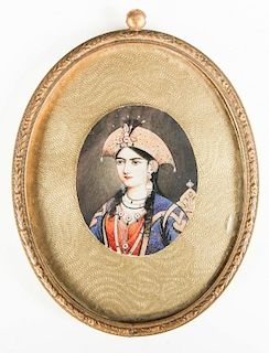 Antique Safavid Style Miniature Portrait