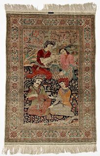 Fine Persian Style Silk Pictorial Rug