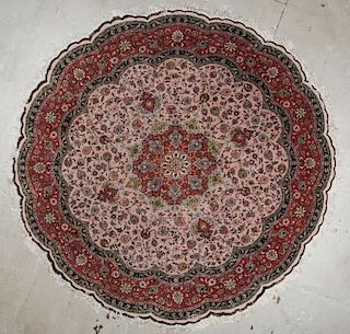 Fine Tabriz Wool and Silk Round Rug: 118" x 118", 300 x 300 cm