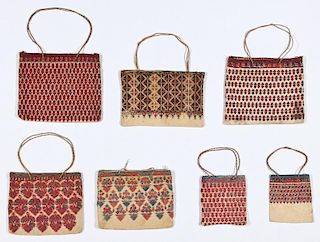 7 Fine Old Greek Island Embroidered Bags