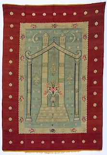 Antique Syrian Silk Prayer Kilim, Aleppo