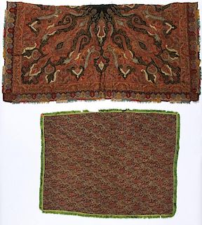 Antique Persian Shawl and Indian Kashmir Fragment
