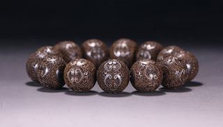 OLD CHENXIANG WOOD CARVED BRACELET