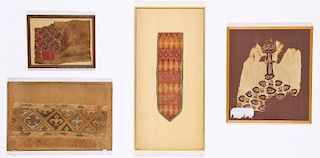 4 Antique/Ancient Framed Textile Fragments