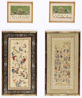4 Framed Chinese Silk Embroideries