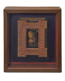 Gordon Wagner, (1915-1987), "Fire Queen," 1979, Assemblage framed under glass, as issued, 12" H x 11" W x 3" D