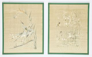 Pair of Chinese Framed Embroideries