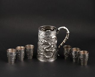 Chinese Export Silver Dragon Repousse Cup