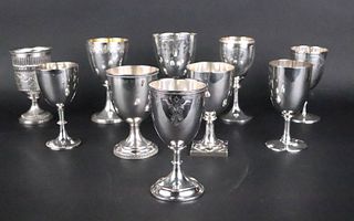 Seven American and English Sterling Goblets