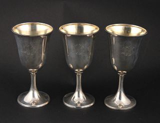 Twelve American Sterling Silver Footed Goblets