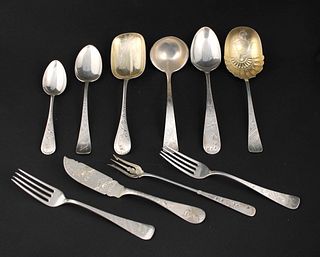 Sterling Silver Bright-Cut Decorated Flatware