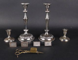 Two Pairs of Silver Plated Candlesticks
