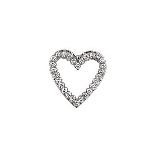 Platinum & Diamond Heart Form Pendant/Brooch