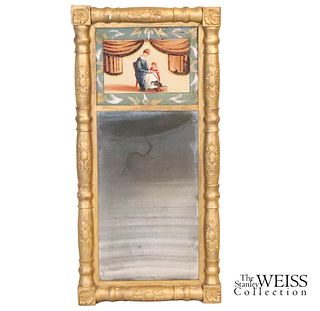 Empire Giltwood Mirror with Reverse Painting