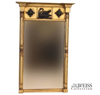 Classical Giltwood Mirror with Swan Carving