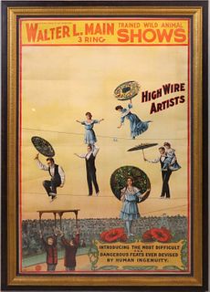 Walter L. Main Circus Poster, High Wire Artists