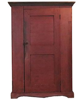 Country Red-Painted Pine Cupboard