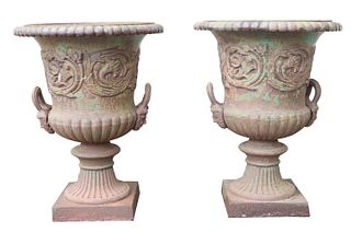 Pair of Neoclassical Style Cast Iron Planters