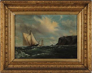 European School, Oil on Canvas, Ship at Sea