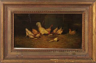 After Edgar Hunt, Oil on Panel, Chicken Coop