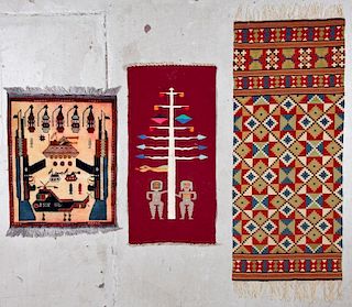 Study Group of 2 Small Rugs and Tapestry