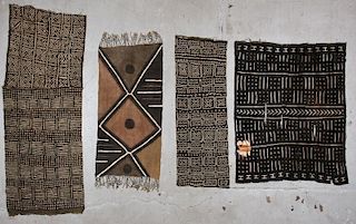 Collection of 4 Very Fine Vintage African Mud Cloth Textiles