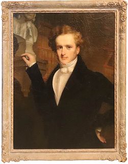 Oil on Board, Portrait of a Gentleman in a Library