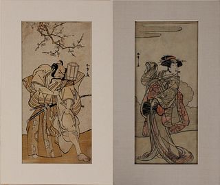 Katsukawa Shunsho, Two Woodblock Prints of Actors
