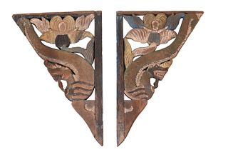 Pair of Asian Dragon-Form Architectural Fragments