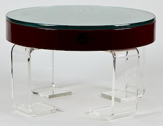 Custom Lucite and Lacquer Drum Low Table