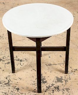 Vintage Ice Cream Parlor Table with Milk Glass Top