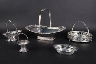 Two Silver Plated Swing Handled Fruit Baskets