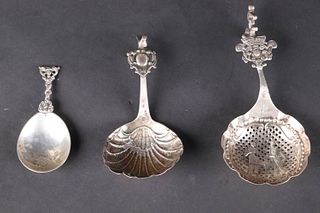 Two Continental Silver Hanging Monkey Spoons