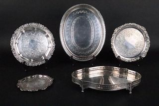 Three Ornate Silver Plated Circular Trays