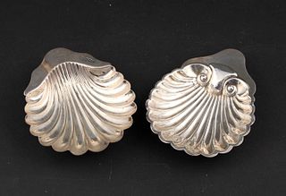 Two Sterling Silver Seashell Form Dishes
