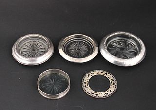 Twelve Gorham Sterling Silver and Glass Coasters