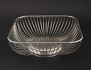 Square Mid Century Silver Plated Wire basket