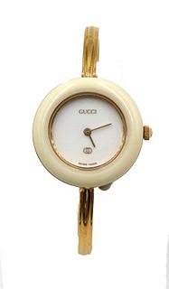 Gucci Round White Bangle Watch